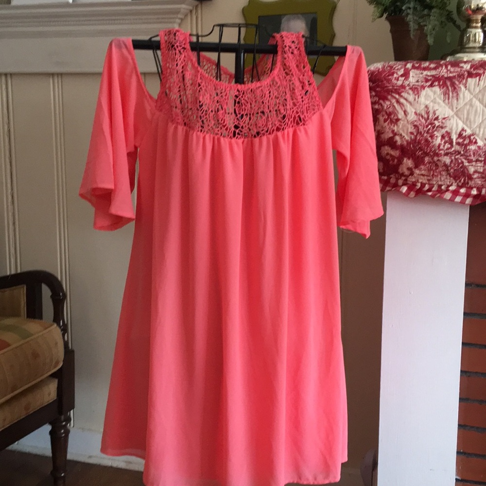 Cold shoulder chiffon dress